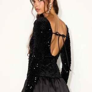Lulu's Black Sequin Backless Dress
